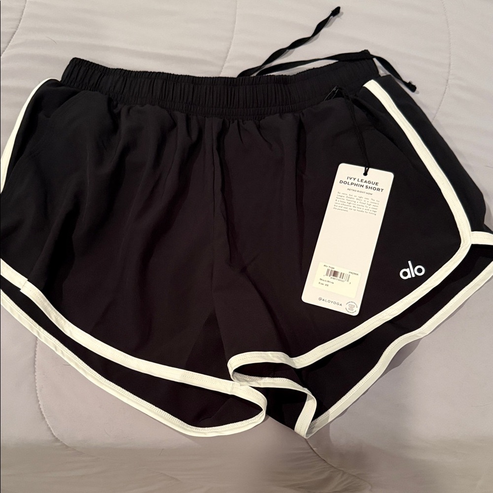 ALO Yoga Black Shorts with White Accents